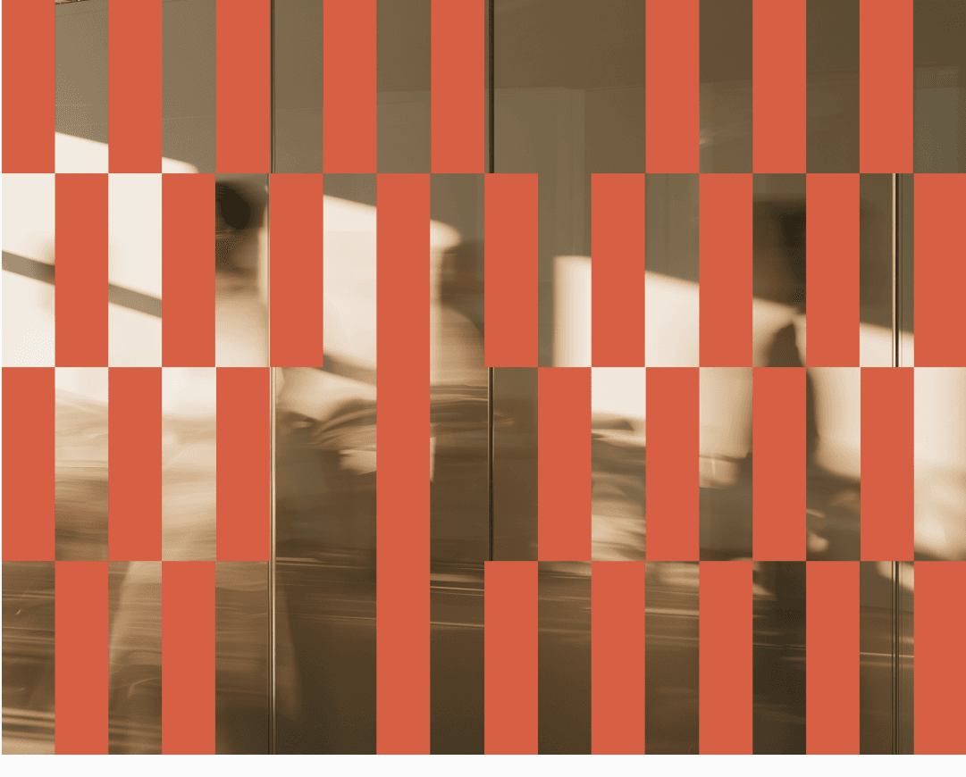 Terracotta checker pattern over a sunlit meeting